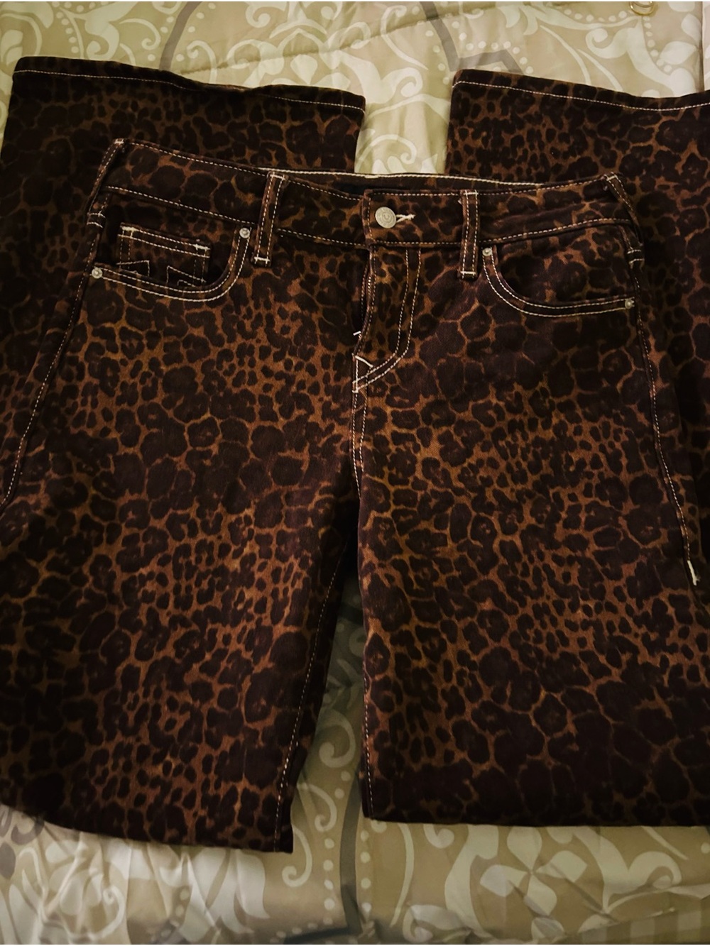 True religion Leopard Print Women's Pants Bobby low slung fit